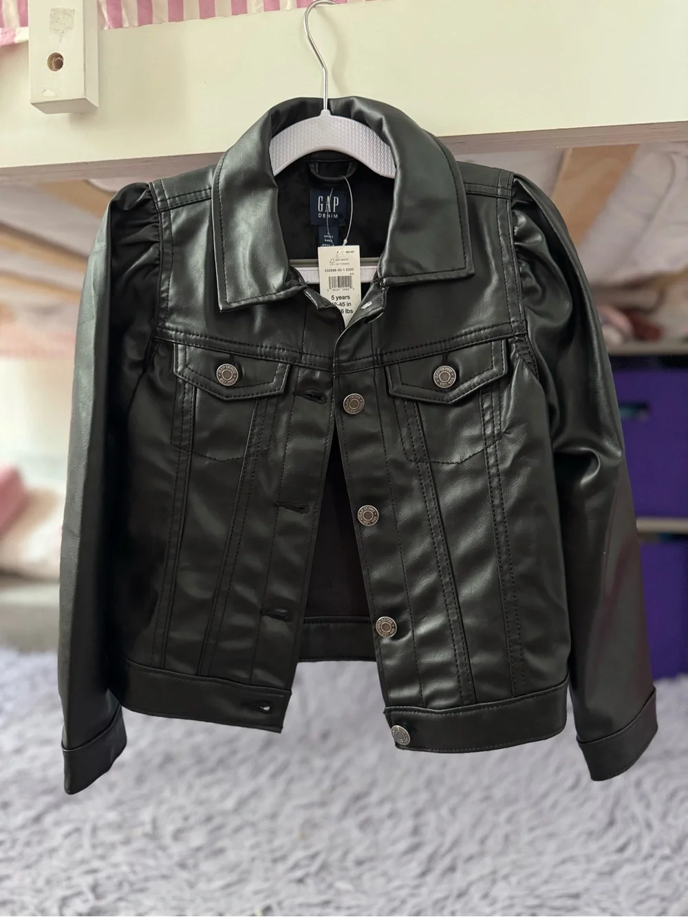 GAP Girls Black Faux Leather Jacket